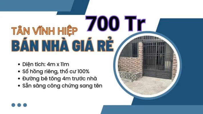 Bán nhà giá rẻ tại phường Tân Vĩnh Hiệp