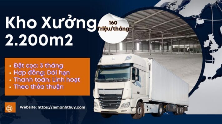 Cho Thuê Kho Xưởng 2.200m2