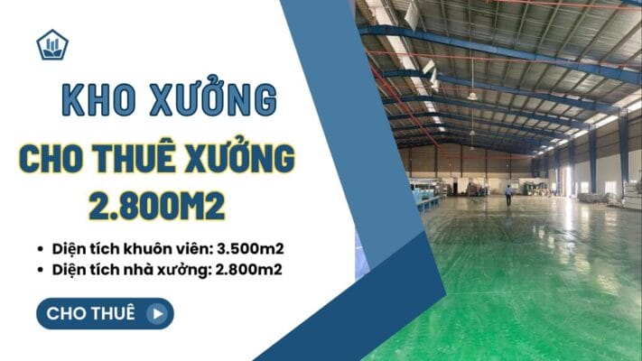 Cho Thuê Xưởng 2.800m2 Trong KCN Bình Dương
