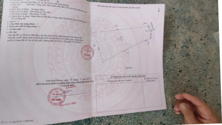 Bán đất kho xưởng tại phường Tân Hiệp, Tân Uyên, Bình Dương 