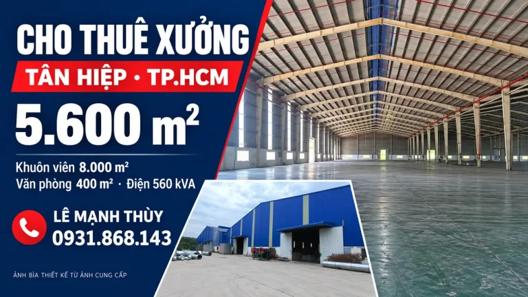Ảnh bìa thiết kế cho thuê xưởng Tân Hiệp 5600m2, điện 560 kVA