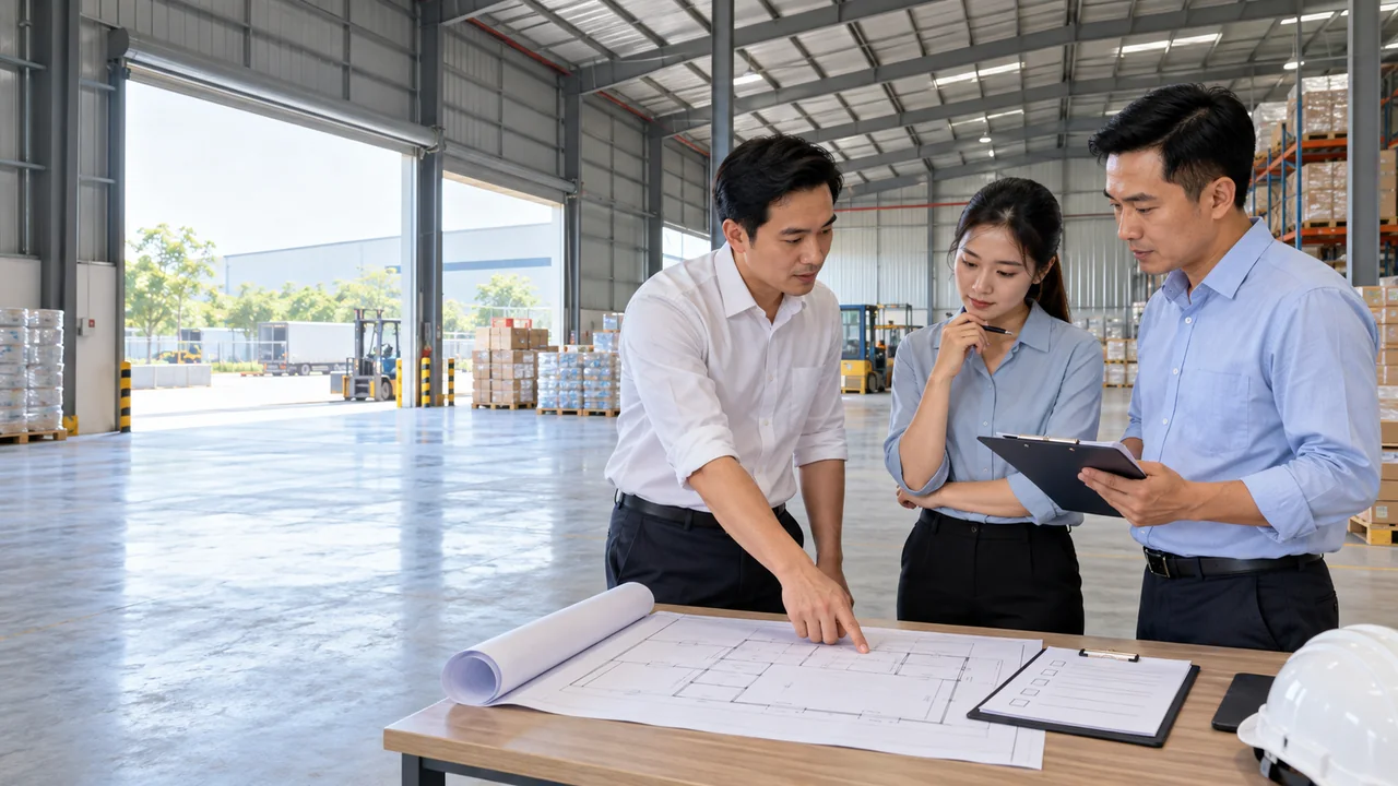 Khách xem sơ đồ và checklist tại nhà xưởng trước khi đặt cọc thuê